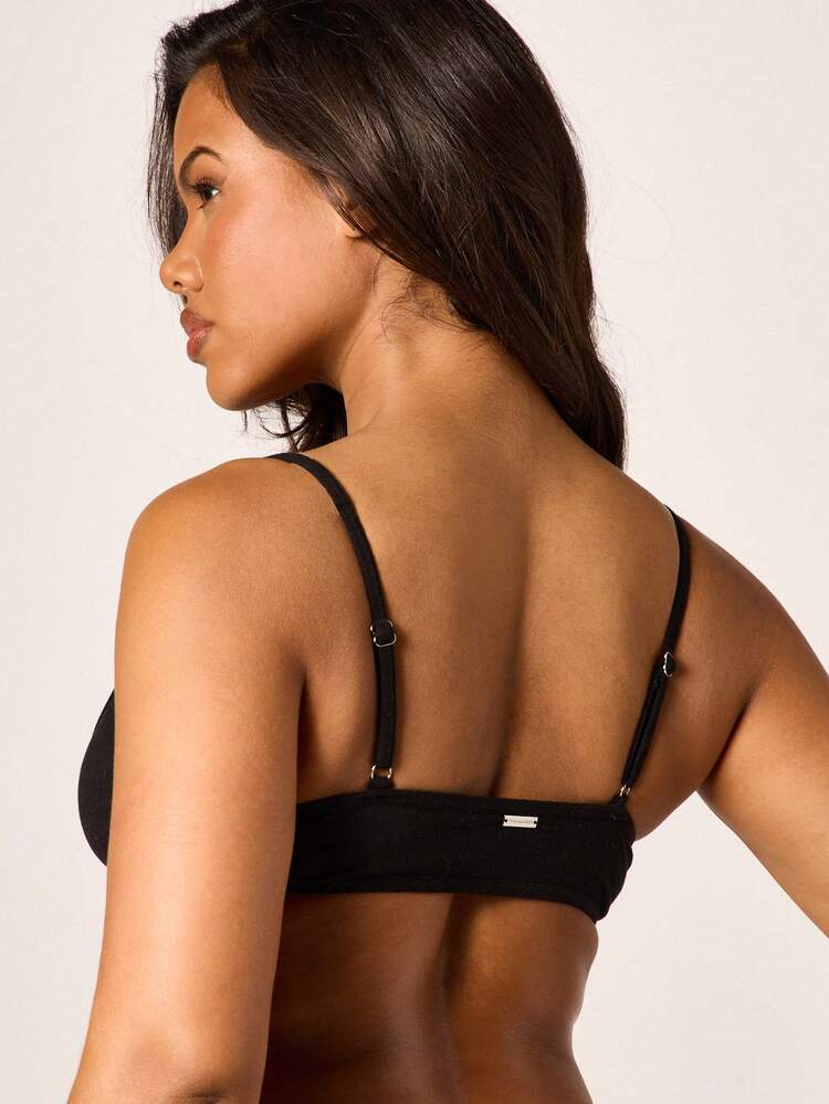 Missguided x Playboy Women's Logo Tape Detail Bralette Unpadded Wireless Comfort Bra Everyday Intimate Lingerie