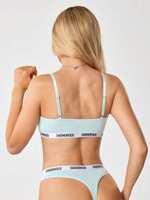 MONOPOLY X SHEIN Women's Letter & Cartoon Print Casual Lingerie Set - Mint Green - View 2