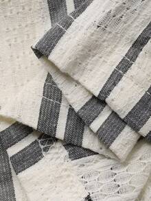 DAZY Women's Casual Striped Drawstring Waist Pants - Black and White - View 8