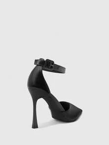CUCCOO BIZCHIC Women's Pointed Toe Buckle Design Fashionable Elegant High Heels - Black - View 10