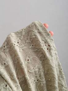 Sweetra Sexy Asymmetric Hem Textured Fabric Casual Blouse - Green - View 6