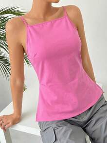 SHEIN EZwear Women's Sexy Backless Camisole In Fuchsia - Hot Pink - View 6