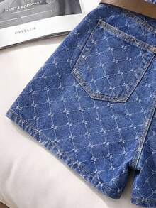 GlowEve Classic All-Over Print Casual Denim Shorts - Blue - View 4