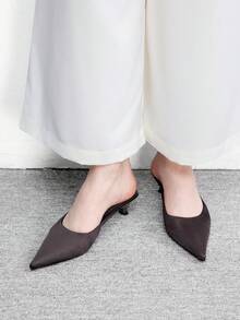CUCCOO BIZCHIC 尖头通勤棕色小猫跟鞋 女士百搭日常工作高跟拖鞋 - 棕色 - 查看 8