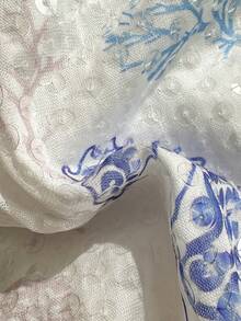 Swim Vcay Bộ bikini quây 2 mảnh đính sequin, quần cạp cao, đồ bơi gợi cảm cho kỳ nghỉ biển. - Xanh và trắng - Xem 5