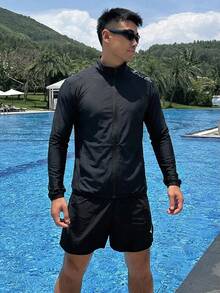 DAZY 春季字母印花修身运动T恤 男士长袖上衣 女士 - 黑色 - 查看 5