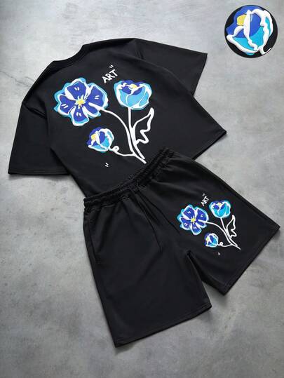 PAVTROS Men's Street-Style Hot Selling 3D Floral Foam Graphic Tee, Versatile For Outdoor Music Festivals, Casual Outings, Gifts For Boyfriend/Husband, Anniversary