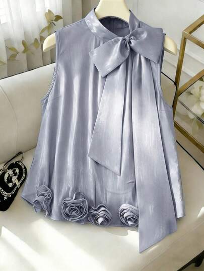 GlowEve CURVE Fashionable Elegant 3D Floral Lightweight Mesh Plus Size Women Tank Top, Spring/Summer