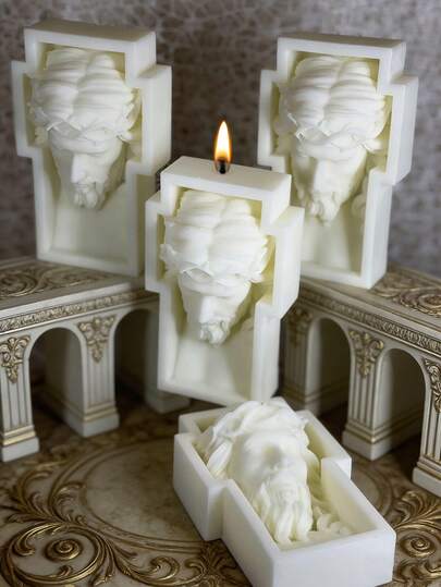 1 pieza Molde de silicona de Jesús y la cruz de Pascua, utilizado para hacer velas perfumadas, yeso, chocolate, regalos de manualidades de decoración del hogar, herramientas de artesanía de resina hechas a mano, adecuado para decoraciones del hogar, regalos festivos, fiestas de ambiente y otras decoraciones del hogar