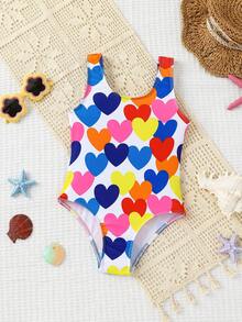 Emery Rose Kids Emery Rose Kids Traje de baño de niña con estampado floral y cuello de halter, dulce y casual para primavera/verano - Multicolor - Ver 1