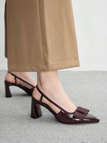 CUCCOO BIZCHIC Women's Chunky Heel Pointed Toe Comfortable Fashion Office & Party Shoes - Coffee Brown - View 5