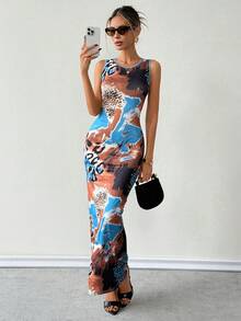 Chiquease Women's Printed Fitted Dress, Long Dress For Summer - Multicolor - View 5