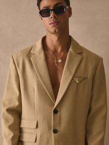 Musero Structured Single Breasted Double Side Pocket Jacket Revere Collar Flap Chest Pocket Tailored Blazer Spring Summer Essentials - Green - View 1