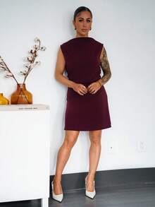 SAYEHFBABY Women's Elegant Minimalist Delicate Romantic Sweet Daily Commute Wedding Party Music Festival Vacation Pleated A-Line Mini Dress, Red Camisole Maroon Dress - Maroon - View 1