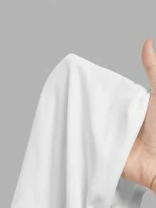 SHEIN MOD Áo quây nữ thời trang Y2K màu trơn, vạt bèo bất đối xứng - trắng - Xem 7