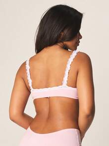 MISSGUIDED Damunderklädesset med spetsdetaljer, ovadderad, matchande tvådelat set - Rosa - Visa 2