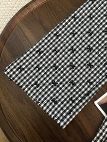 GlowEve 女士黑白格子蝴蝶结印花阔腿裤，休闲日常校园风，甜美可爱，适合度假、海滩、街头、通勤、性感浪漫、商务、约会、假日等场合。 - 彩色 - 查看 5