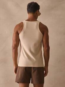 Musero Regular Fit Vest Ribbed String Cord Neckline Detailing Tank Top Sleevless Spring Summer Essentials Beach Wear - White - View 4