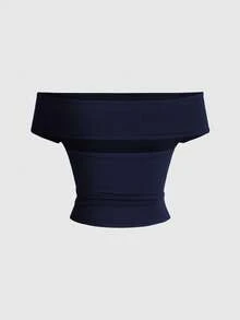 SHEIN Teen Girl Navy Blue Designed Snug Fit Camisole, Versatile Wear - Navy Blue - View 3