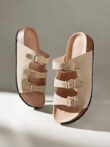 Solecia Woman Shoes Fashionable Thick-Soled Slippers For Versatile Use For Spring And Summer Vacation Shoes Summer Spring Shoes Spring Break Easter For Christmas - Khaki - View 3