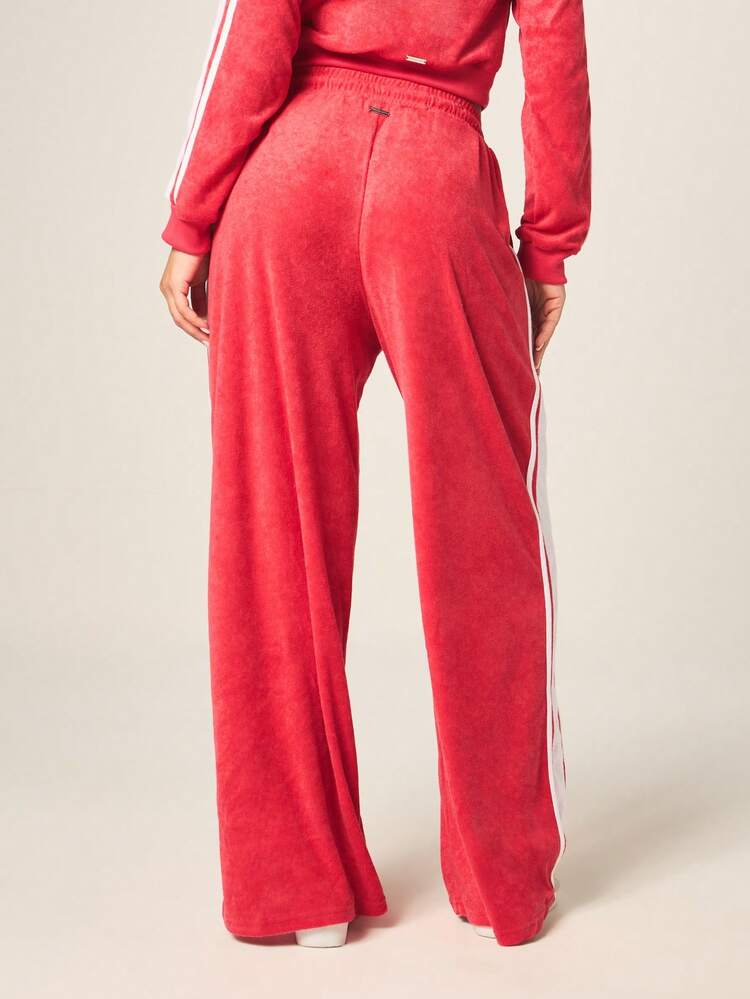 Missguided x Playboy Terry Wide Leg Drawstring Joggers With Side Stripes And Script Text Detail