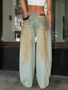 Denimoi Denim Verbiage Washed Straight Leg Jeans Fashionable Streetwear Statement Jeans Washed Jeans - Light Wash - View 6