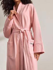 Ocili Soft & Comfortable Embroidered Women Loungewear Robe - Pink - View 5