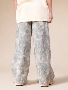 SUMWON Boys Relaxed Fit Wide Leg Tie Dye Jeans With Straight Leg Design And Casual Wash Finish For Everyday Wear - Army Green - View 2