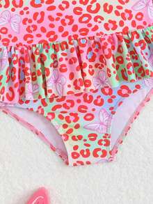 New Fashion One-Piece Long Sleeve Zipper Back Swimsuit For Toddlers & Kids - Multicolor - View 6