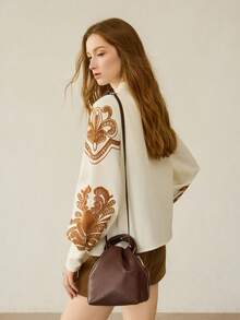 MOTF PREMIUM WOMEN'S SOLID COLOR PLEATED HANDBAG, EXQUISITE AND SIMPLE COMMUTING DAILY WEAR - Coffee - View 7
