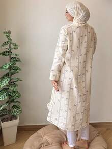 DAZY Textured Chiffon Fabric All-Over Allover Print Loose Women Nightgown - White - View 2