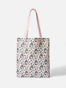 HELLO KITTY AND FRIENDS | SHEIN 一款时尚卡通可爱刺绣帆布包 - 白色F - 查看 4