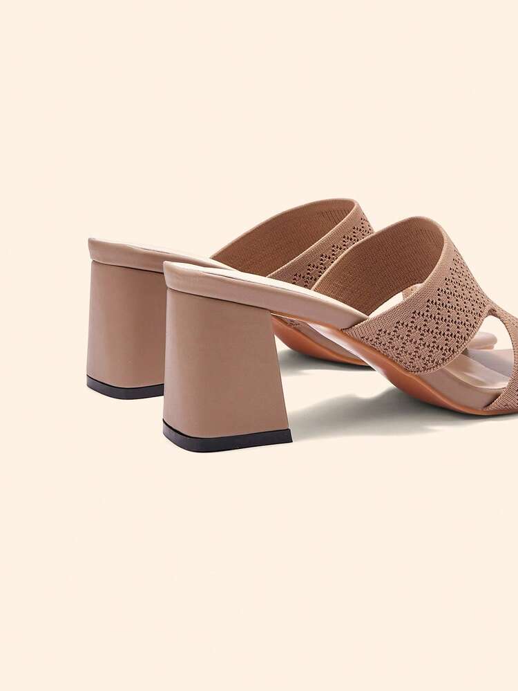 CUCCOO BASICS Women's Fashion Solid Color Square Toe Chunky Heel Mules Spring Shoes