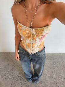 Aloruh Women's Summer Sexy Backless Top With Bohemian Style For Beach Vacation At Music Festival. Dressed With A Modern Metal Necklace Decoration And A Fitted Pullover. With A Lace Top.Sexy, Suitable For Beach, Bali Island Vacation, Party And Other Occasions. Sexy Top, Vacation Women's Wear, Summer, Ladies' Beach Wear, Sequined Top. Sexy Lace See-Through Bandeau Top, Suitable For Parties, Dates, Commuting, Cute Plunging Top, Corset Top, Casual Outerwear, Cute Top, Summer Lace Top.Sequined - Multicolor - View 13