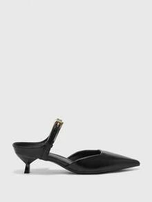 CUCCOO BIZCHIC Pointed Toe Commuter Black Kitten Heel Slip-On Pumps, Versatile Daily Work High Heels For Women Spring Shoes - Black - View 6
