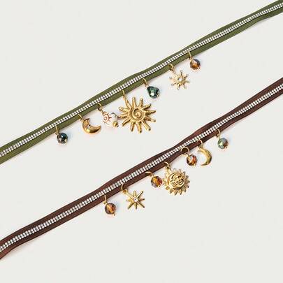 Glisma Dây chuyền thời trang nữ, Cao cấp/Cổ điển/Sang trọng, Mạ vàng 18K, Quyến rũ/Cổ điển, Dành cho Mẹ/Phụ nữ/Cô gái/Mẹ, Mùa hè/Đi biển/Dạ hội/Tiệc tùng, Nhiều lớp/Đá quý/Hạt cườm/Pha lê, Mặt dây chuyền/Dày dặn