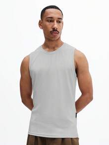 SUMWON Áo tank top nam không tay cổ tròn, dáng regular fit, chất liệu gân, thích hợp mặc thường ngày mùa hè. - Màu Xám nhạt - Xem 1