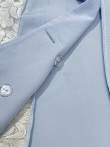 Xyvia 无袖撞色蕾丝修身西装外套搭配百褶裙，优雅浪漫，尽显女性精致气质。 - 藍色 - 查看 6