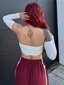 Bearsaez 女士纯色露肩短款露肩上衣 - 白色 - 查看 2