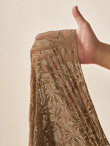 Zivah 2026 Women's Vacation Casual Beach Sheer Botanical Hollow-Out Dress Cover Up, Brown - Brown - View 9