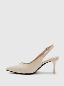 CUCCOO BIZCHIC 女士时尚防滑橡胶底舒适细高跟尖头鞋 - 杏色 - 查看 10