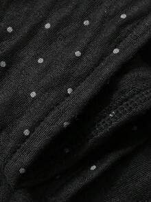 DAZY Contrast Color Ruffle Patchwork Polka Dot Lantern Sleeve Loose Women Nightgown - Black - View 7