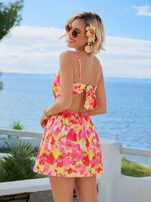 Vivid Eden 女士优雅浪漫印花无袖休闲连衣裙，春夏款 - 彩色 - 查看 2