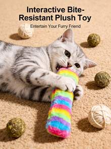 PETSIN Long Plush Strip Pillow Cat Toy, Containing Sound Paper For Interactive Play With Cats - Multicolor - View 11