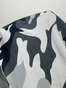 SHEIN EZwear Women's Knit Casual Camo Print Wide Leg Pants - Black and White - View 7