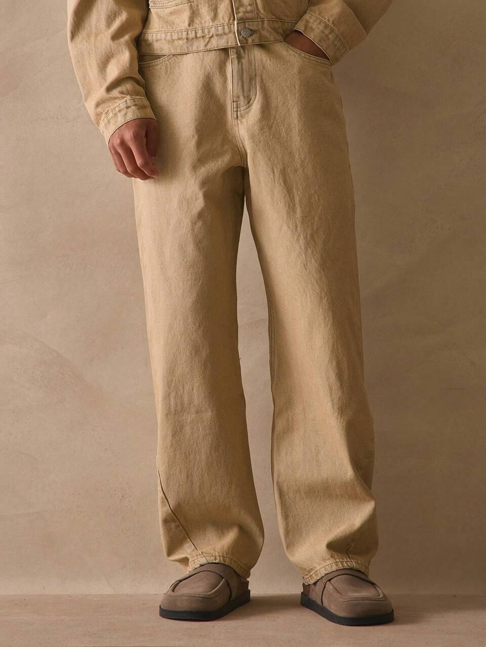 Washed Denim Rounded Leg Trouser Bottoms