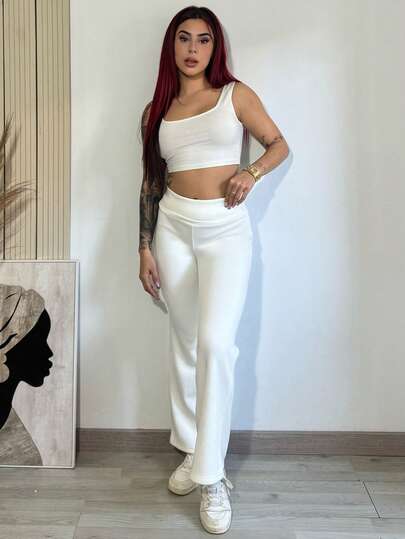 Bearsaez 女款天鹅绒加厚纯色长裤