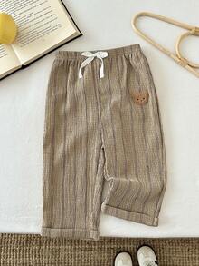 LMoss Kids Baby Boys' Casual Comfortable Versatile Striped Straight Leg Pants - Khaki - View 4