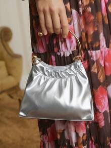 SHECARRY Ladies Handbag With Exquisite Metal Ring, Suitable For Banquets And Parties - Silver - View 1