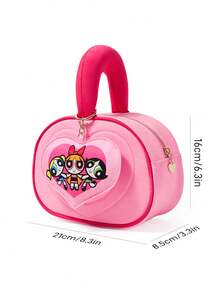 THE POWERPUFF GIRLS X SHEIN 1个涤纶面料爱心绗缝手提包，可爱爱心吊坠，可收纳钱包、纸巾、手机等日常外出用品，适合女性和学生，可爱俏皮，花朵、泡泡、毛茛花图案。 - 粉色 - 查看 9